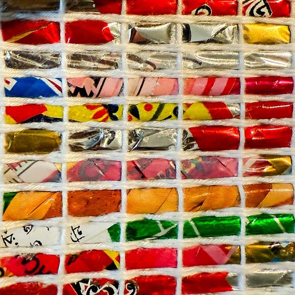 Handcrafted Multicolored Zippered Cardholder Purse Pouch Recycled Materials NWT - Picture 7 of 8